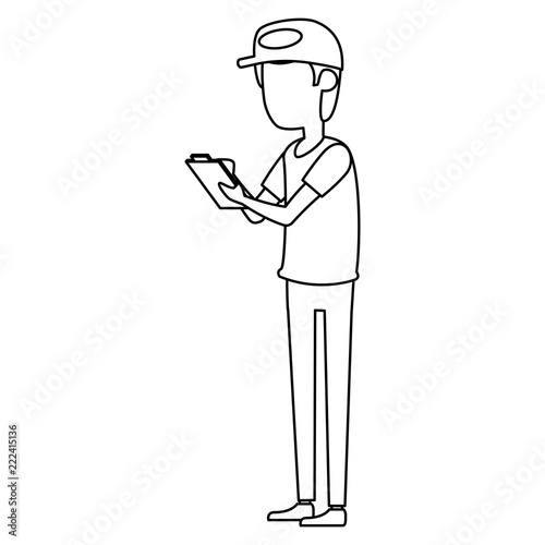 delivery worker with checklist