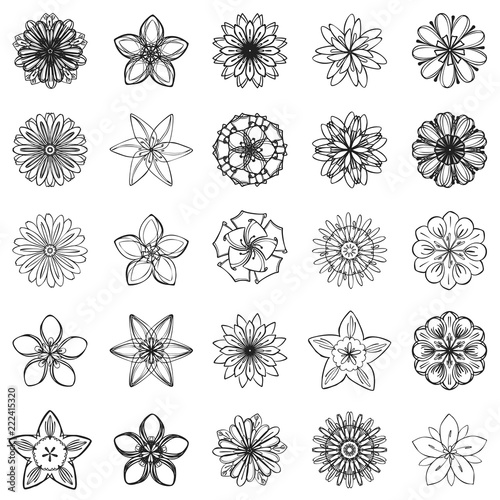 New flower icon set. Simple set of new flower vector icons for web design isolated on white background