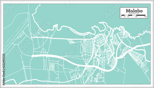 Malabo Equatorial Guinea City Map in Retro Style. Outline Map.