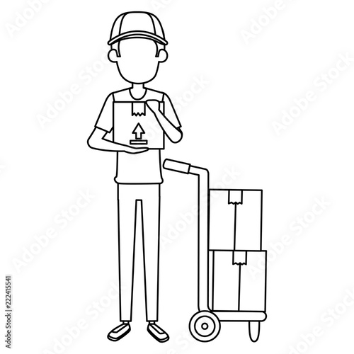 delivery worker with cart