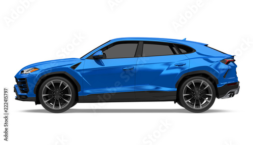 Blue SUV Car Isolated