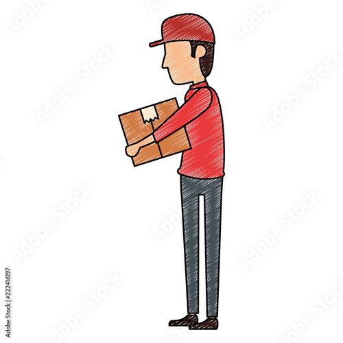 delivery worker lifting box character