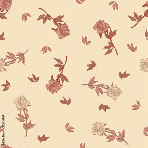 Seamless pattern with roses. Vector pattern with roses for background  textile  print.