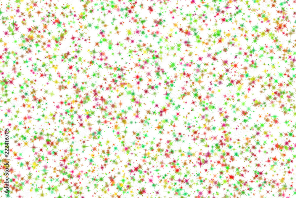Abstract multicolor with chaotic stars on white background