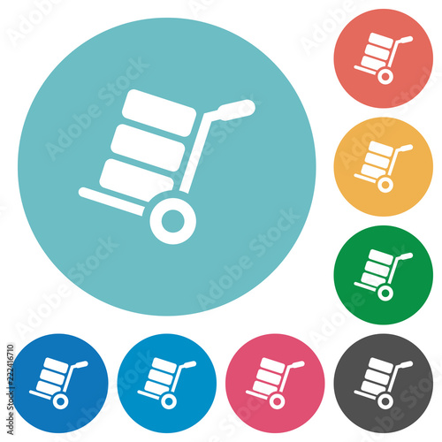 Tapety artystyczne Hand truck with boxes flat round icons