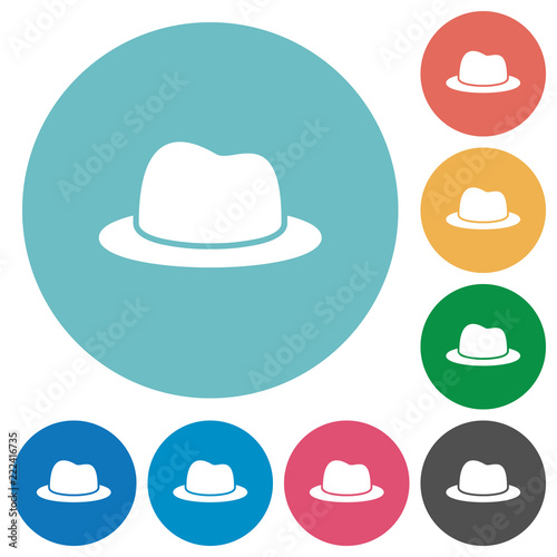 Single Hat flat round icons