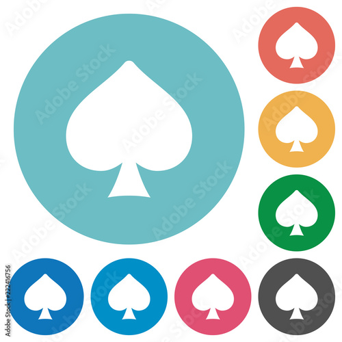 Spades card symbol flat round icons