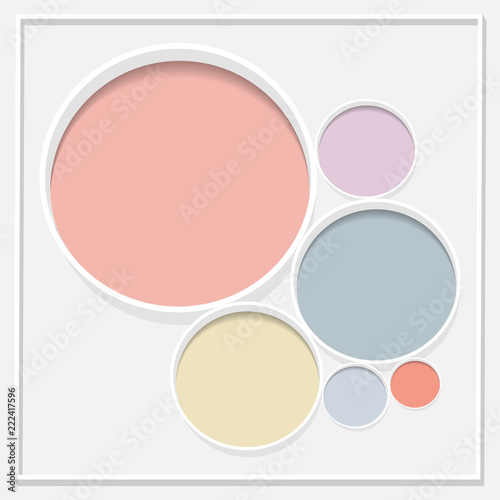 3D colorful circles in a square frame - template for text placements and designs