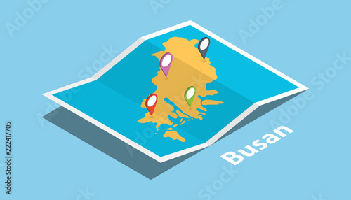 busan pusan south korea explore maps with isometric style and pin location tag on top