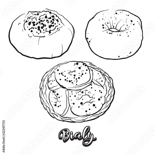 Hand drawn sketch of Bialy bread