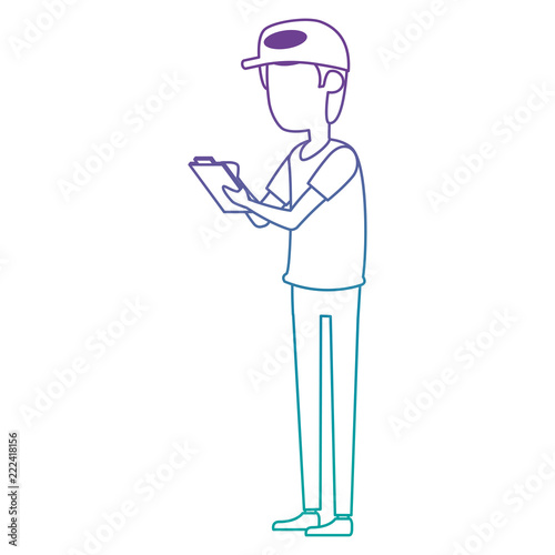 delivery worker with checklist