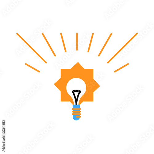 Glowing light bulb cartoon icon on white background - idea concept