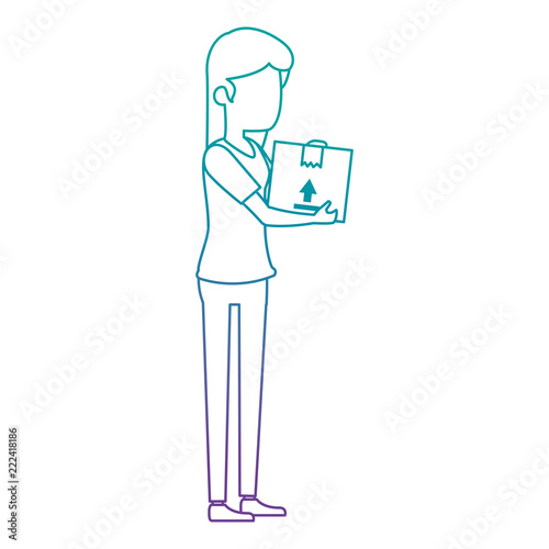 woman receiving merchandise with box