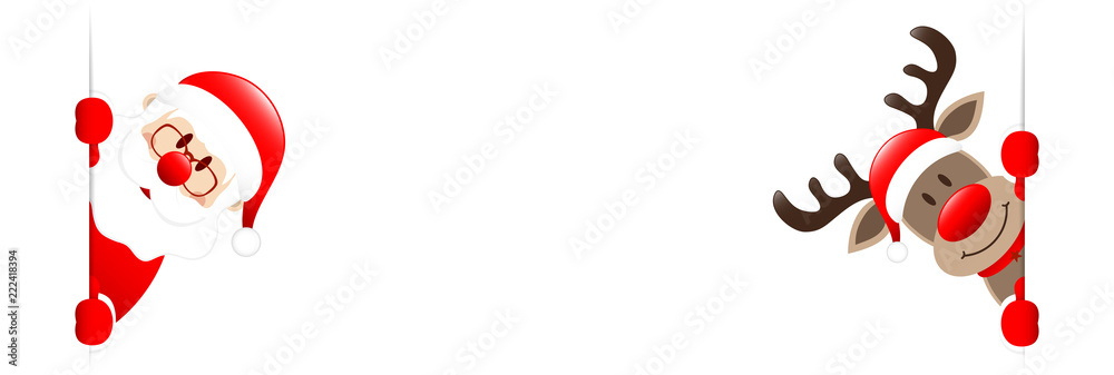 Santa & Rudolph Slim Banner Inside Stock Vector | Adobe Stock