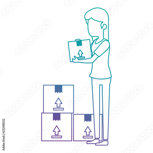woman receiving merchandise with boxes