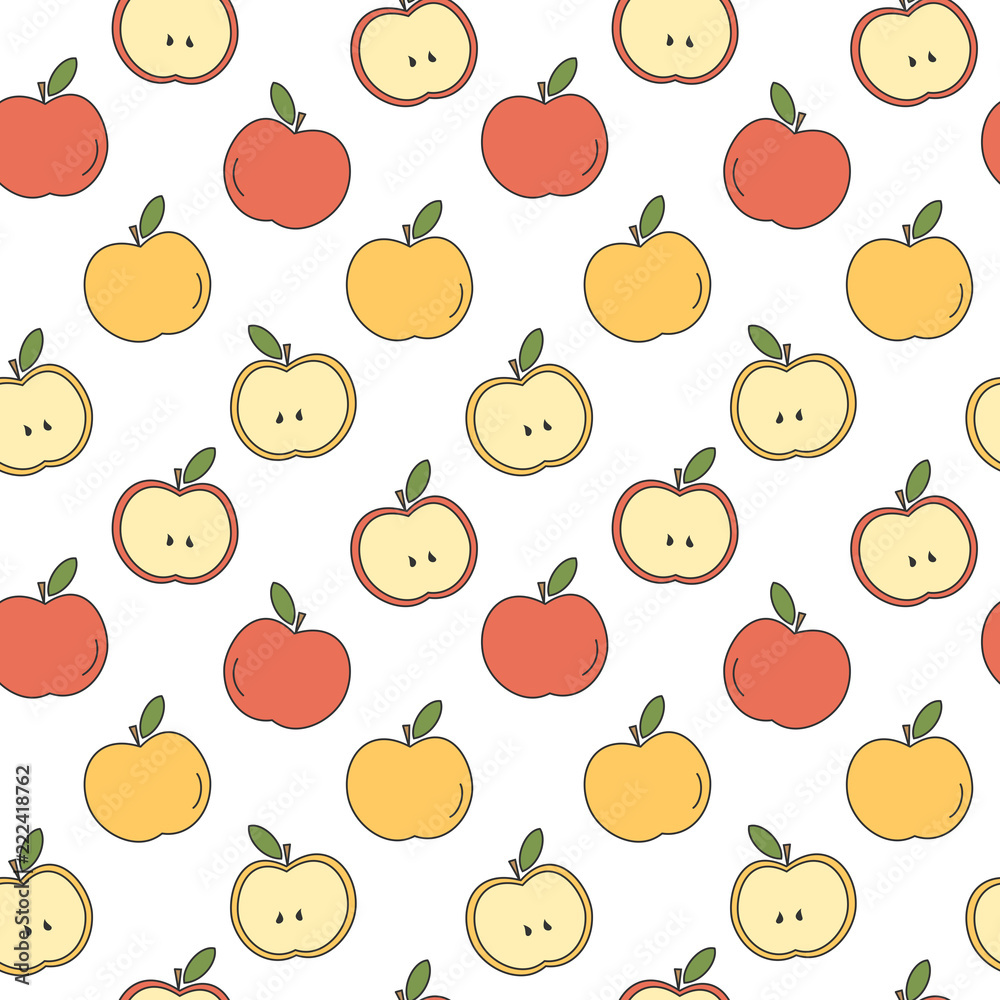 cute cartoon seamless vector pattern background illustration with yellow and red apples cute cartoon seamless vector pattern background illustration with yellow and red apples