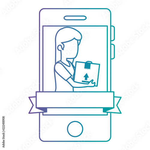 smartphone with woman receiving merchandise
