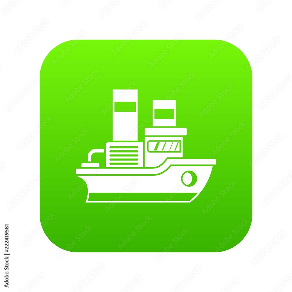 Small ship icon digital green for any design isolated on white vector illustration Small ship icon digital green for any design isolated on white vector illustration