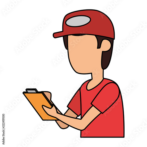 delivery worker with checklist