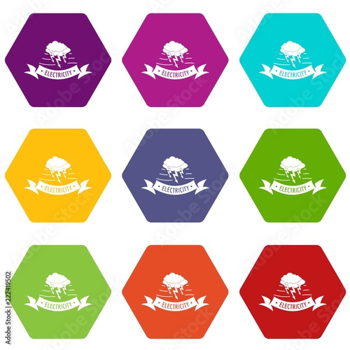 Wind energy icons 9 set coloful isolated on white for web