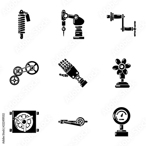 Manipulator arm icons set. Simple set of 9 manipulator arm vector icons for web isolated on white background