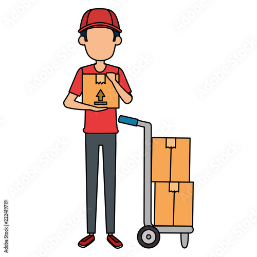 delivery worker with cart