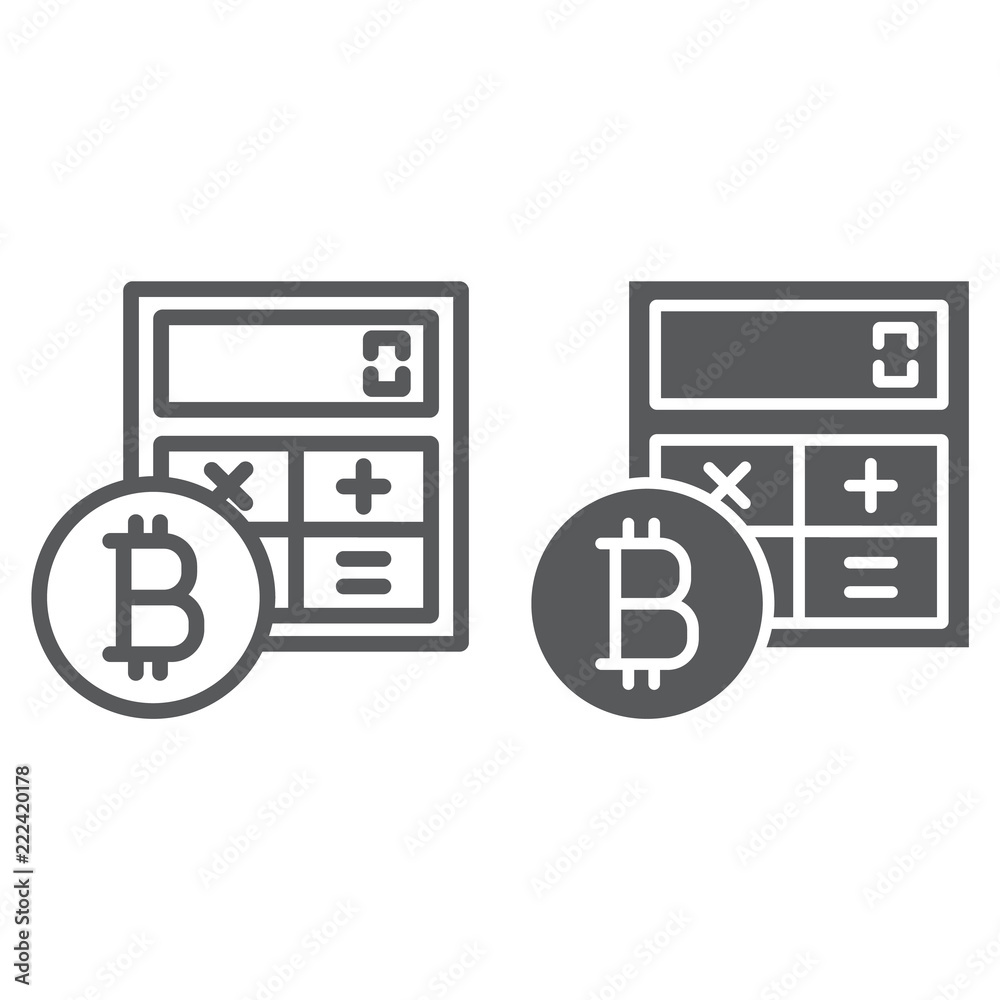 Bitcoin calculator line and glyph icon Bitcoin calculator line and glyph icon
