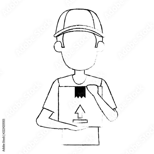 delivery worker lifting box character