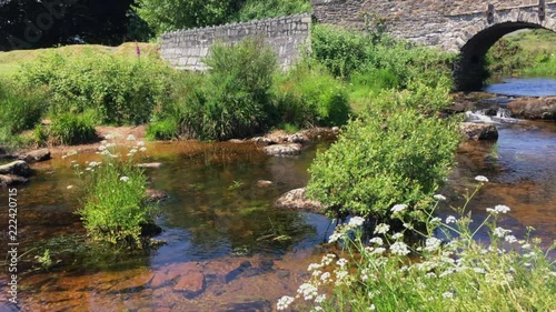 Bridge and East Dart River at Postbridge, UK photo