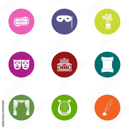 Pretence icons set. Flat set of 9 pretence vector icons for web isolated on white background