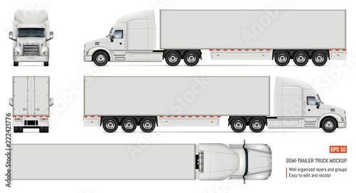 Realistic white truck vector illustration photo