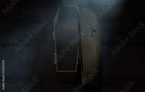 Open Coffin And Crucifix photo