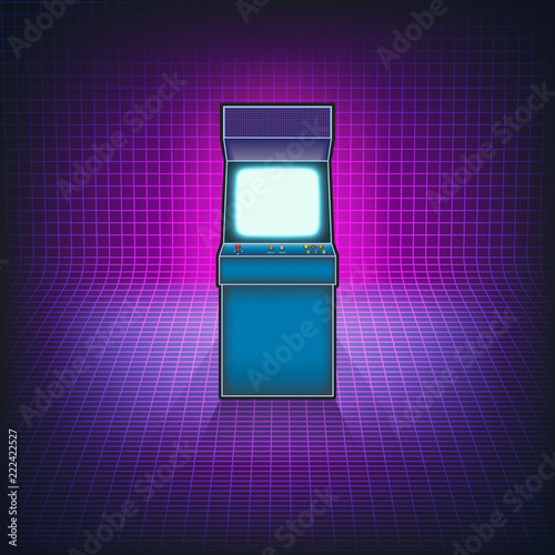 Retro arcade game machine. Vector illustration.