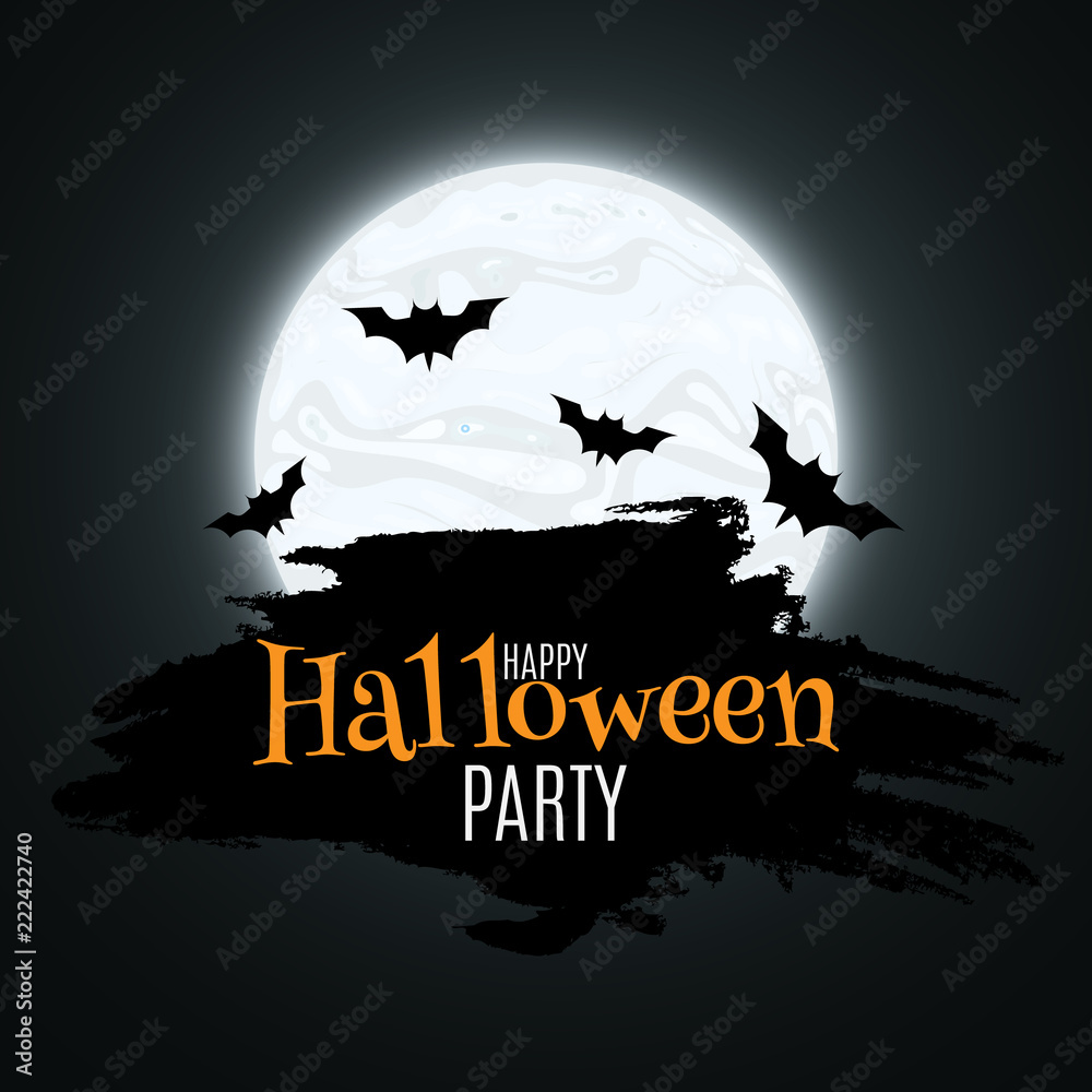 Halloween. A festive banner for your design. bats over the moon. Vector illustration.