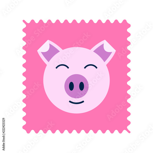 Pig stamp vector illustration