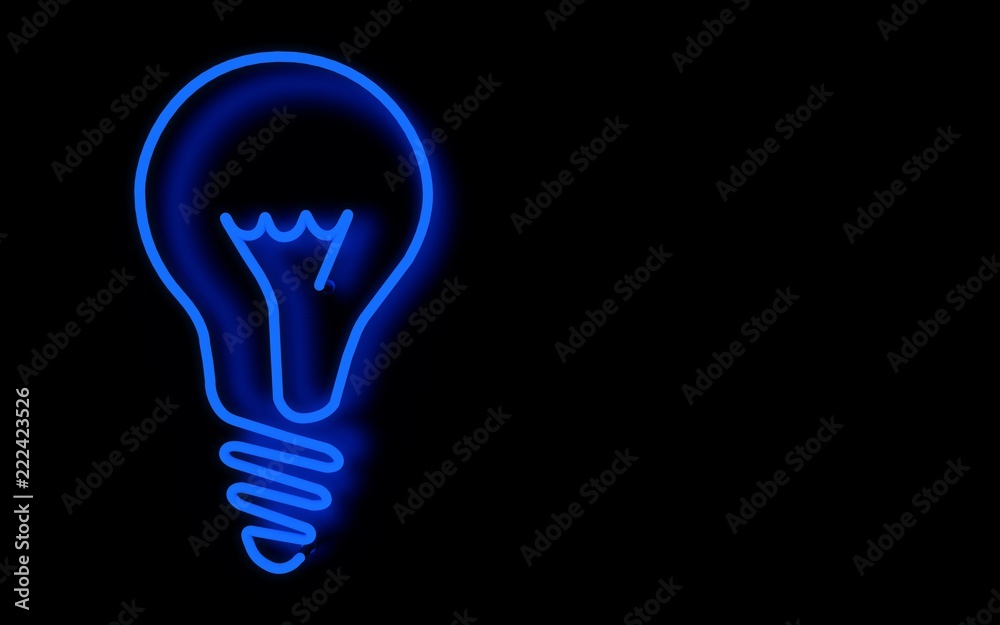 glowing neon light light bulb. 3d rendering glowing neon light light bulb. 3d rendering