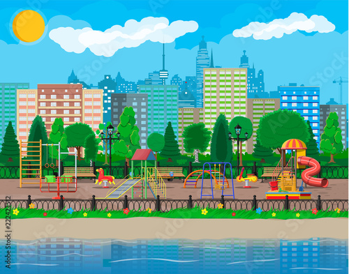 Kids playground kindergarten panorama