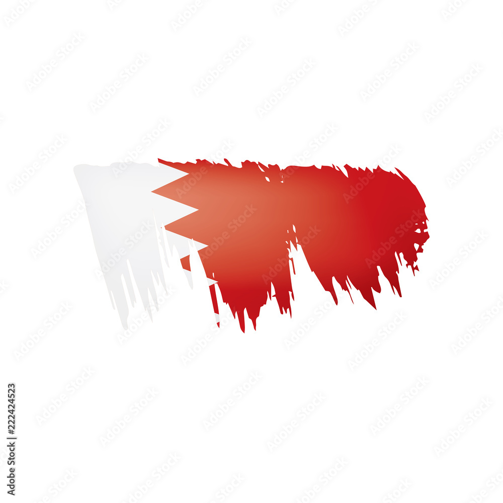 Bahrain flag, vector illustration on a white background Bahrain flag, vector illustration on a white background