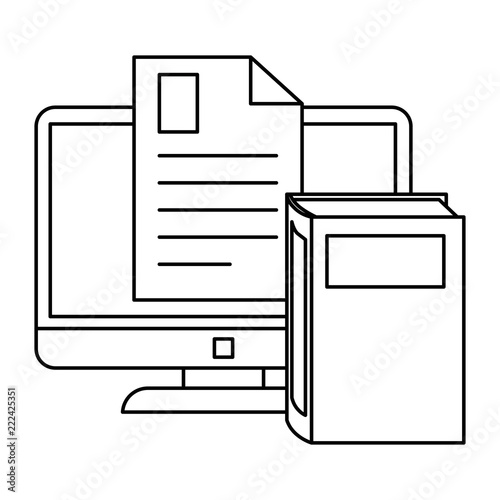 electronic book with computer and document