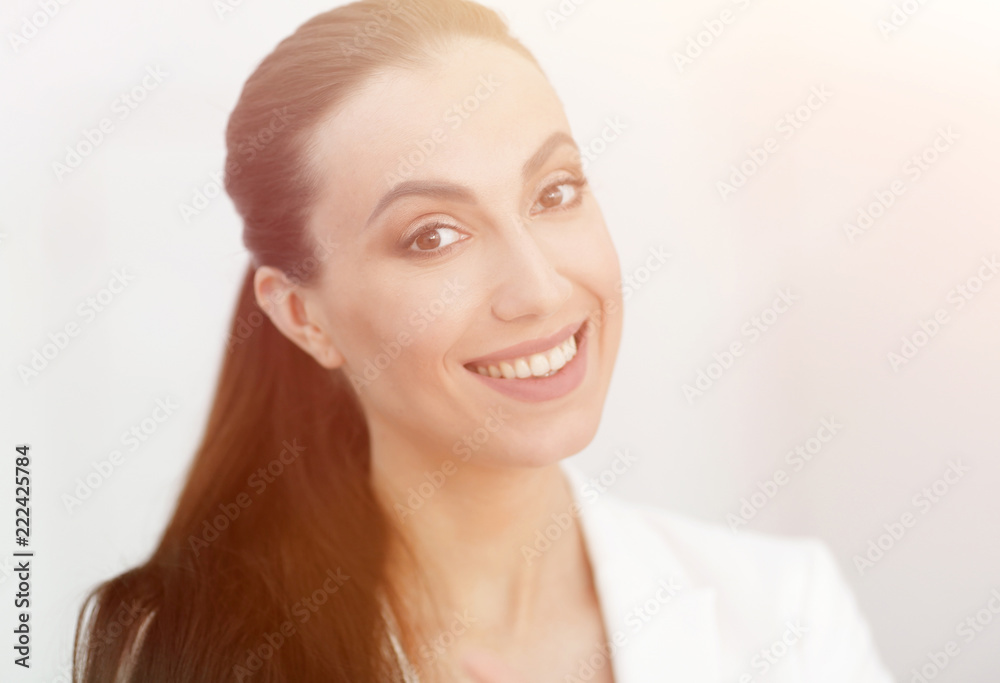 closeup portrait of a dreaming business woman closeup portrait of a dreaming business woman
