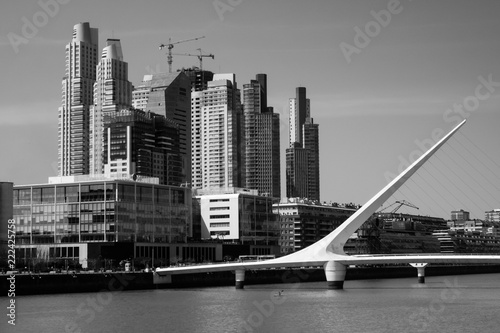 Woman Bridge of Calatraba in Buenos Aires,Puerto Madero, white and Black