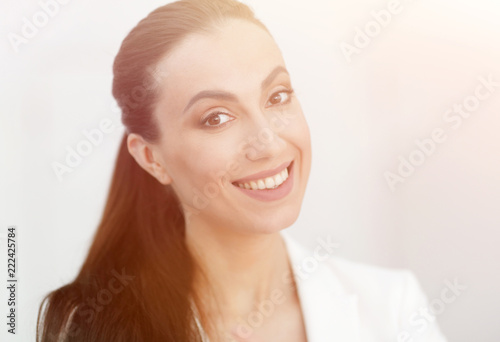closeup portrait of a dreaming business woman