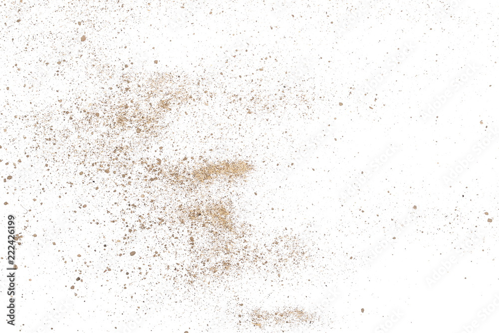 Dirt dust isolated on white background and texture, top view