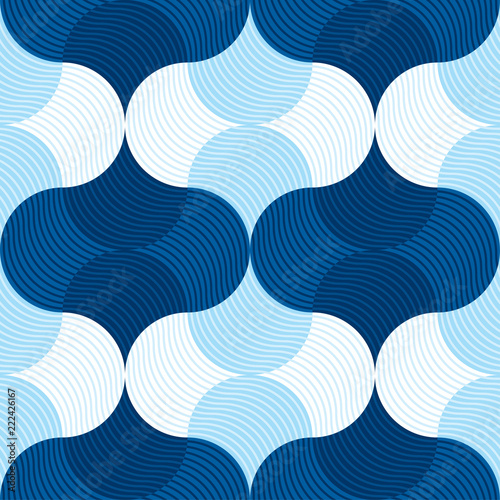 Retro sea water abstract geometry seemless pattern