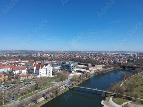 Ingolstadt city in Germany, Bavaria with top view of the river