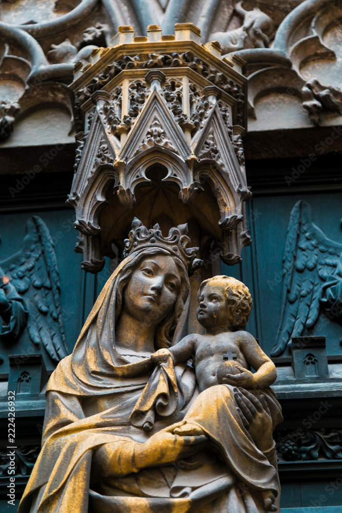 Mary's Statue - St. Martin's Church in Colmar, France