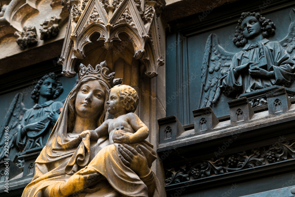 Mary's Statue - St. Martin's Church in Colmar, France