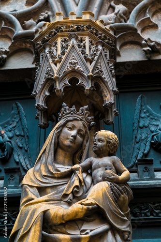 Mary s Statue - St. Martin s Church in Colmar  France