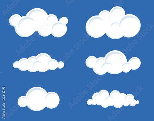 A set of stylized clouds of different shapes. Vector illustration