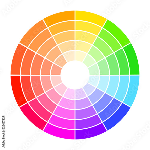 Color wheel guide with saturation and highlight. Colour picker assistant.